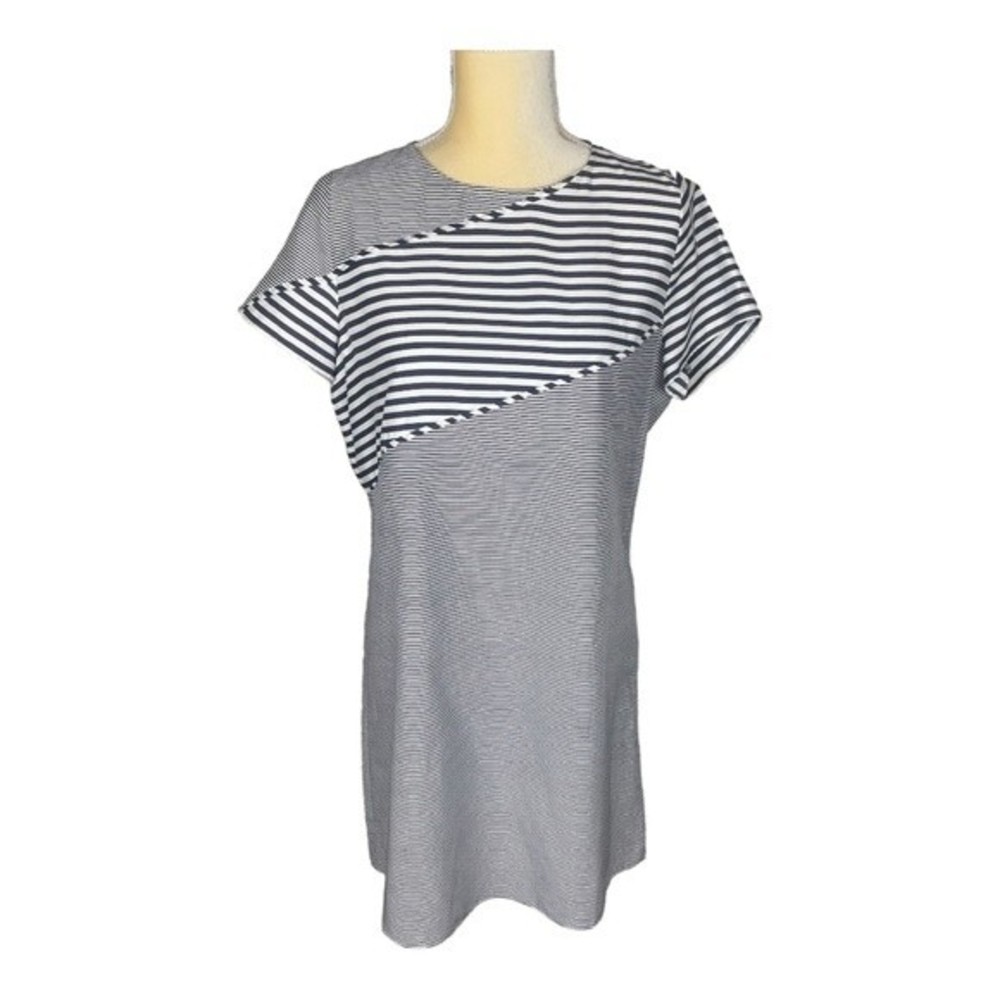 Marie Oliver Gray Striped Silk Blend‎ Shift Dress Size Small